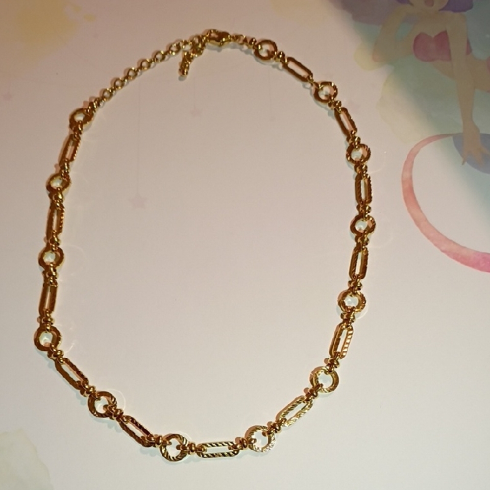Double Sided Gold Chain Necklace Diamond Cut Or Smooth 16" + 4 Ext